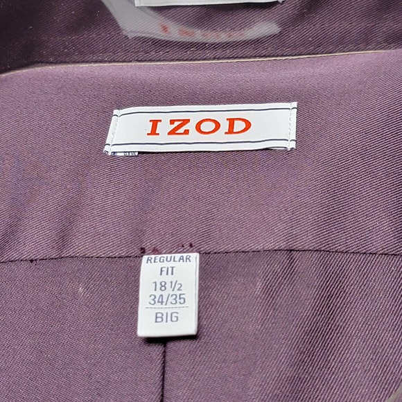 Izod Deep Purple Long Sleeve Mens Shirt - Regular Fit 18.5‎ 34/35 NWT - Picture 3 of 6